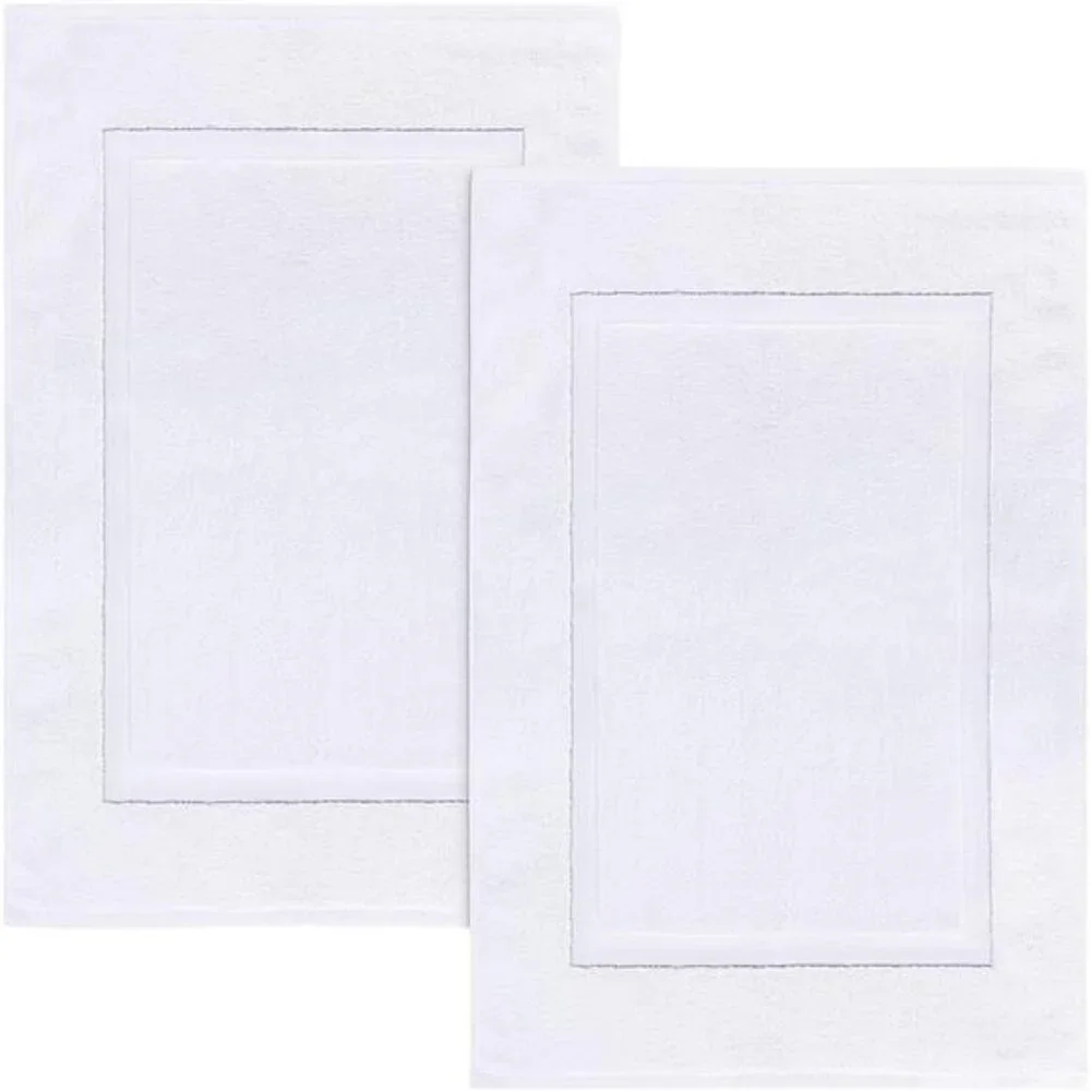 Cotton Bath Mats 2 Pack Absorbent Shower Floor Mat Hotel Spa White Thick Soft